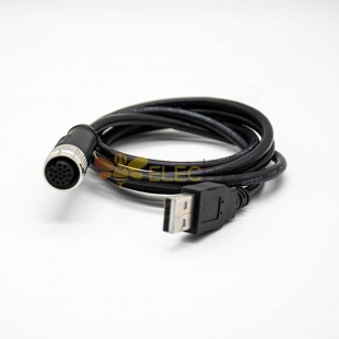 Brochage du connecteur mâle USB de type A vers M12 femelle 17 broches A câble droit de codage 100CM