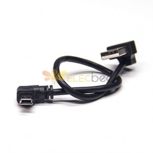 20 шт. USB тип A штекер под углом вниз к Mini USB штекер левый угол