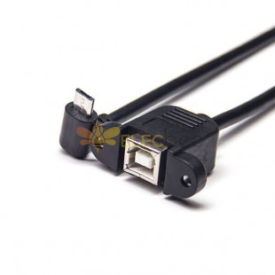 USB Type B Cable OTG Female Straight to Micro USB Down 90° Male