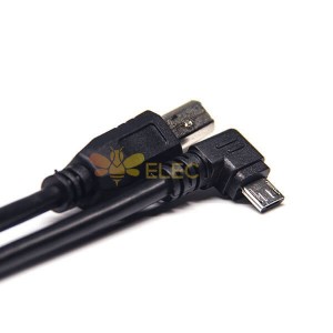 20 peças de cabo USB tipo B para micro USB 1 m de comprimento plugues machos duplos direto para ângulo reto
