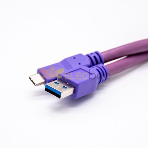 USB Tipo C para USB 3.0 Plug Purple Color Straight for Cable 1M