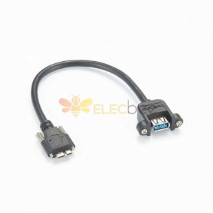 USB3.0母转Micro USB带螺丝锁固定板端连接器