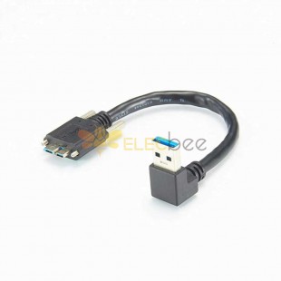 USB 3.0 macho ângulo reto para cabo de câmera micro USB
