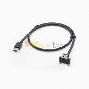 USB3.0 macho en ángulo recto con cable de bloqueo de tornillo M2
