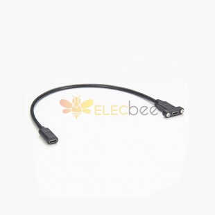 USB3.1 C型母转母面板安装带螺丝适配器充电数据传输延长线 30厘米