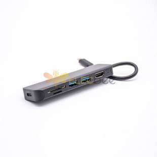 6-портовый USB-концентратор типа C Портативный многопортовый USB-адаптер Многопортовый концентратор RJ45
