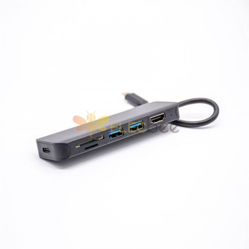 Hub USB de 6 portas tipo C Adaptador USB multiporta portátil Hub multiporta RJ45