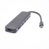 HUB USB Type C 7 en 1 avec ports HDMI 4K @ 30Hz + USB 3.0 + lecteur de carte SD / TF, adaptateur multiport