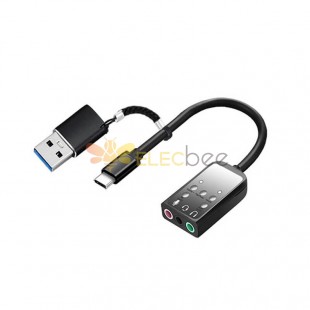 黑色迷你適配器外置立體聲聲卡音頻適配器 USB Hi618Db05 連接器