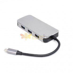 متعدد الوظائف 6 في 1 USB C Hub دعم منفذ شاحن HDMI VGA LAN PD