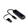 Adattatore Ethernet da USB-A/USB-C a 3 porte USB 3.0