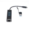 Adaptateur Ethernet USB-A/USB-C vers 3 ports USB3.0