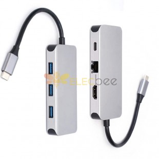 USB C HUB قارئ بطاقة 3.0 محول HDMI 4K توصيل الطاقة شحن USB Hub 6in 1