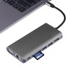 USB TYPE C Hub 8 in 1 Aluminium Alloy PD Charging USB 3.0 HDMl Gigabyte Lan SD TF Hub Ethernet for Laptop PC