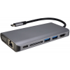 USB TIPO C Hub 8 en 1 Aleación de aluminio PD Carga USB 3.0 HDMl Gigabyte Lan SD TF Hub Ethernet para PC portátil