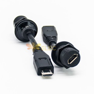Prise à vis M12 femelle IP67 MicroUSB 5Pin avec câble vers câble de moulage micro USB étanche mâle