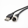 Mini USB étanche IP67 5 broches mâle M12-1.0 montage sur panneau vers USB type A câble mâle 0.2 mètre
