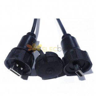 USB 2.0 Type A Male Points Lock Bayonet Connector Cable with Cover IP67