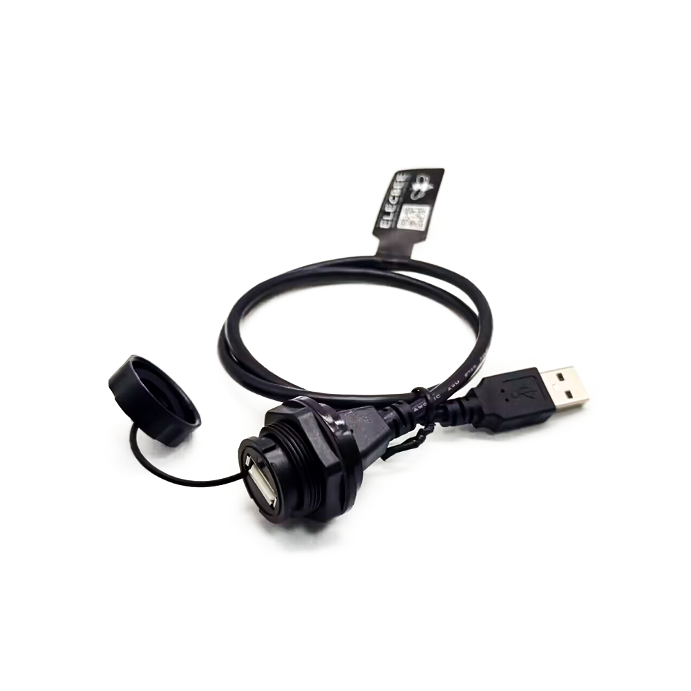 Connecteur USB 2.0 étanche de type A, connecteur femelle, serrure de panneau, moulage pour ouvrir le câble
