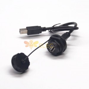 Conector USB à prova d'água Montagem em Painel IP67 USB Tipo A Fêmea para Tipo B Macho Cabo 30cm