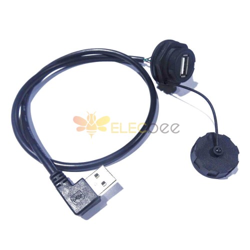 Conector USB tipo A a prueba de agua 2.0 Macho 90 ángulo izquierdo a enchufe hembra con cable