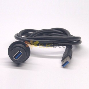 防水USB3.0タイプAオス-メスコネクタIP67フラッシュマウントUSB3.0変換ケーブル100cm