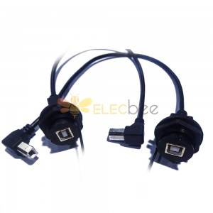 USB 2.0 impermeable tipo B hembra chapado en oro a tipo B macho Cables de conversión 1 metro