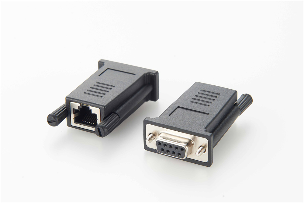 RS232 DB9 Male to RJ45 Female Adapter Serial Port to LAN CAT5 CAT6 Network Ethernet Cable Connector