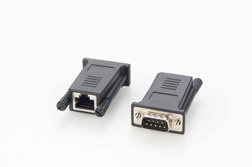 Adattatore da porta seriale RS232 DB9 maschio a femmina RJ45 a LAN CAT5 CAT6 connettore cavo Ethernet di rete