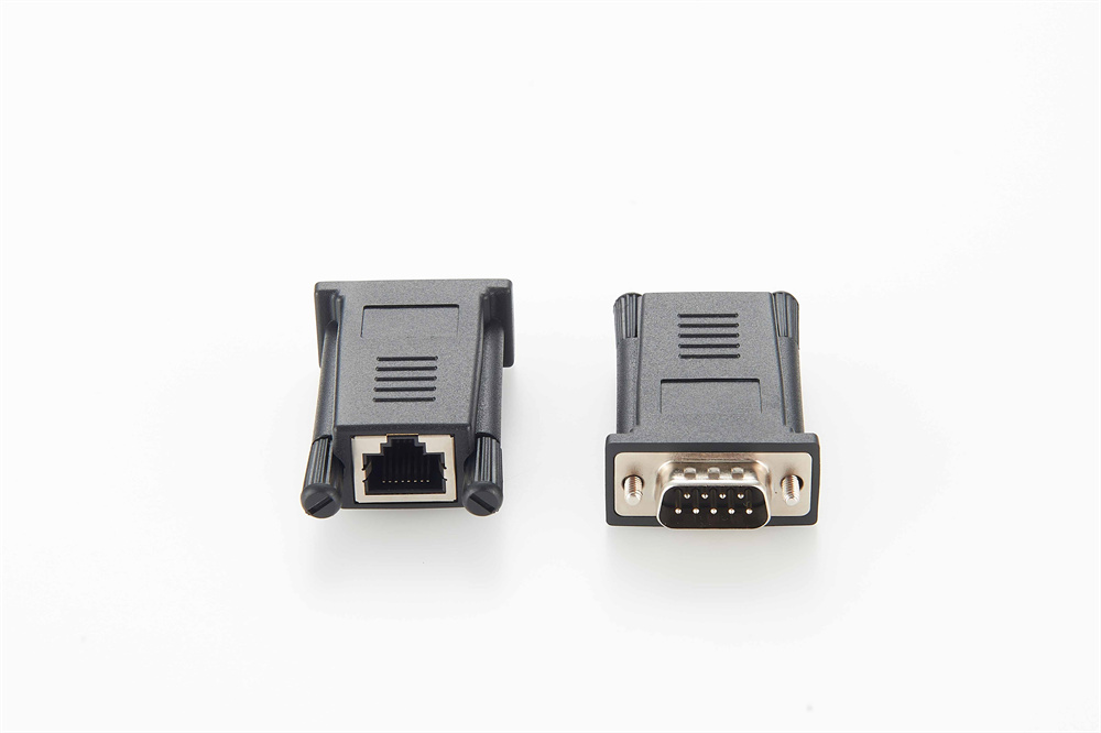 Adaptador RS232 DB9 macho a RJ45 hembra puerto serie a LAN CAT5 CAT6 conector de cable Ethernet de red
