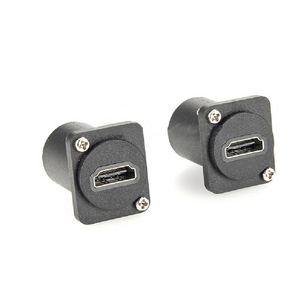 HDMI Female Socket Receptacle Jack Panel Mount D Shape Panel Mount Connectors Adapter