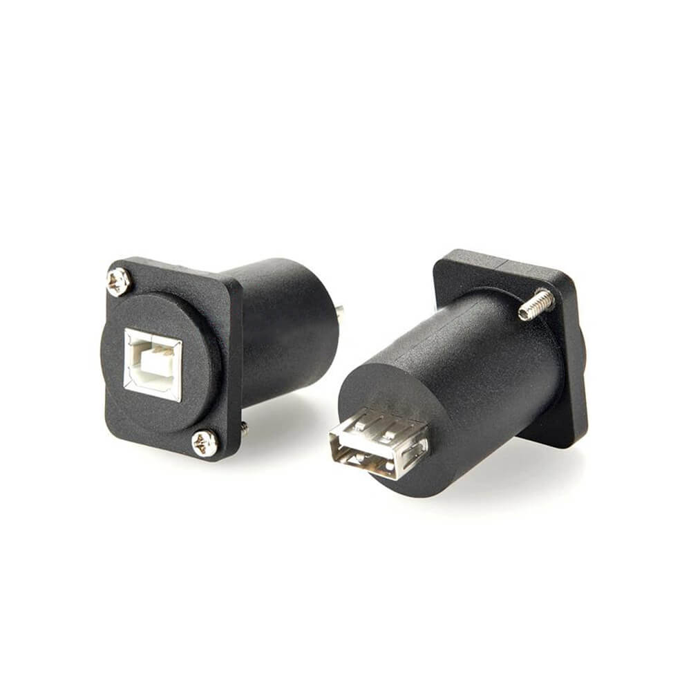 USB タイプ A - B パネルマウント D 型 XLR シェルアダプター (ネジ付き)