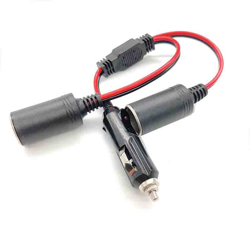 Cable de extensión del adaptador de corriente del enchufe del encendedor de cigarrillos del coche 1 macho a 2 hembra Cable de enchufe