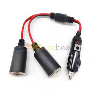Car Cigarette Lighter Plug Power Adapter Extension Wire 1 Male To 2 Female Socket Cable Cord