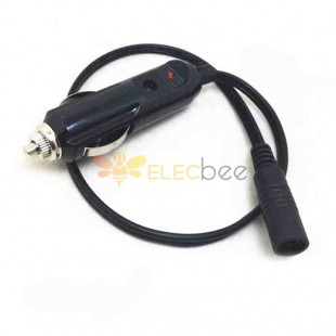 Car Cigarette To DC 5.5*2.1 Plug Female Car Charger Cigar Lighter Power Cable With Led 1M