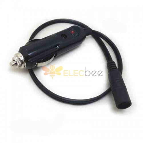 Car Cigarette To Dc 55*21 Plug Female Car Charger Cigar Lighter Power Cable With Led 0.35M