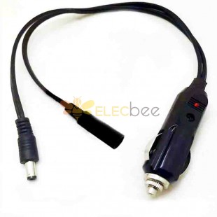 DC 55*21 Plug Female And Male To Car Cigarette Car Charger Cigar Lighter Power Cable With Led 0.35M