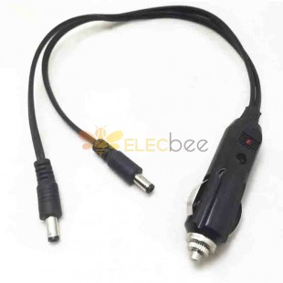Duable Dc 55*21 Plug Male To Car Cigarette Car Charger Cigar Lighter Power Cable With Led 0.35M
