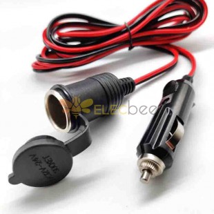 Male Copper Lighter Electric Plug Socket Female Power Adapter Cable Extension Car Cigarette Charger 1m