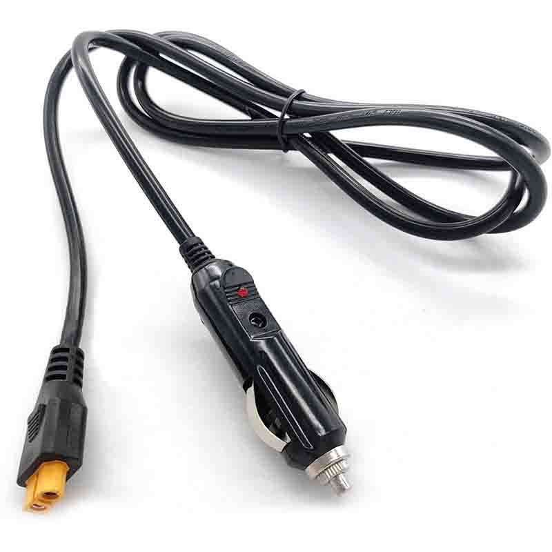 Power Cord 16AWG XT60 Female To Car Cigarette Lighter Charging 16AWG Round Black Cable 1M