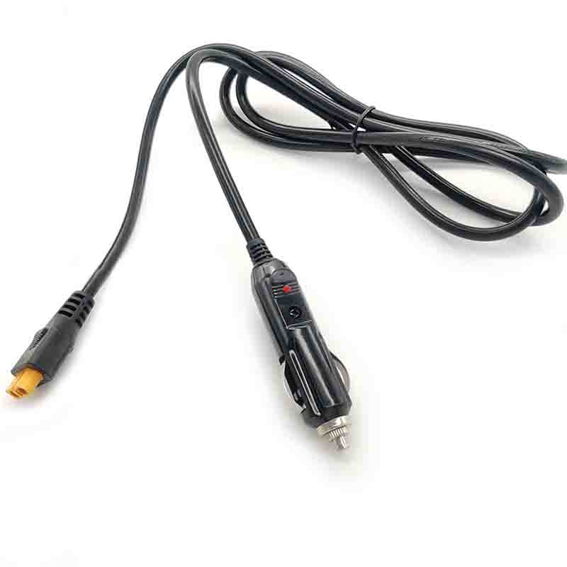 Cable de alimentación 16AWG XT60 hembra a encendedor de cigarrillos de coche que carga 16AWG Cable redondo negro 1M