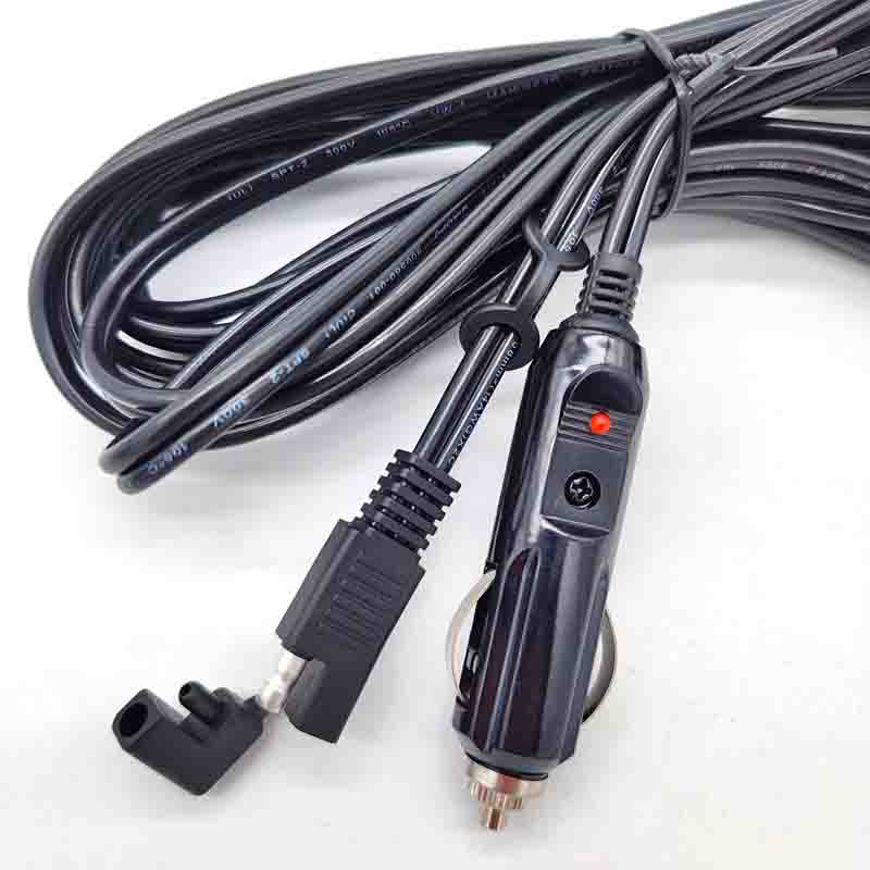 SAE 2Pin Quick Disconnect Connector To Cigarette Lighter Plug Power Cable 1.8m