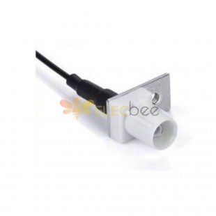 Fakra B Code White One Hole Flange Male Car Connector Radio Phantom Supply Single End Cable 0.5m
