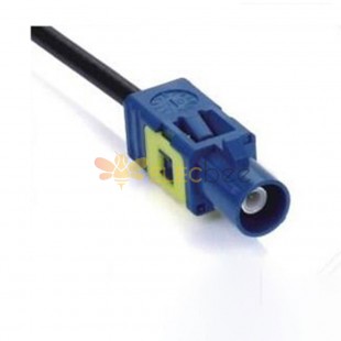 Fakra C Code Bleu Connecteur mâle droit Moulage sous pression Signal GPS Câble à extrémité unique 0,5 m