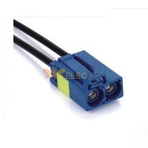 Fakra Dual Ports C Code Blue Twin Straight Female Connector GPS Signal Single End Cable 0.5m. كابل طرف واحد لإشارة GPS بطول 0.5 متر