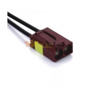 Fakra Dual Ports D Code Прямой разъем-розетка Бордовый фиолетовый GSM-сигнал Односторонний кабель 0,5 м