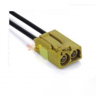 Fakra Dual Ports K Code Curry Straight Female Connector SDARS Satellite Single End Cable 0.5m