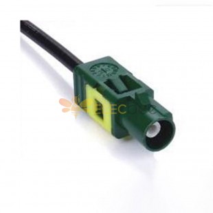 Fakra E Code Green Straight Male Connector Die Casting TV Car Signal Single End Cable 0.5m