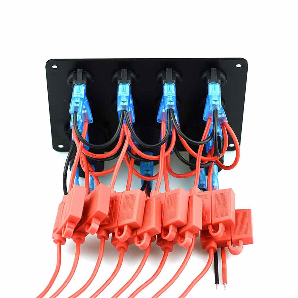 Panel de interruptores impermeables para coche y barco, 12V, con interruptores basculantes de 8 vías, puertos USB duales de 4,2a, voltímetro, luz azul