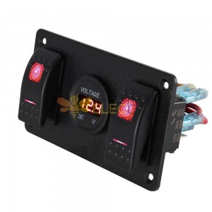 Panel de interruptor de 2 botones con pantalla numérica LED, gestión de energía adecuado para coches, barcos, indicación de luz roja